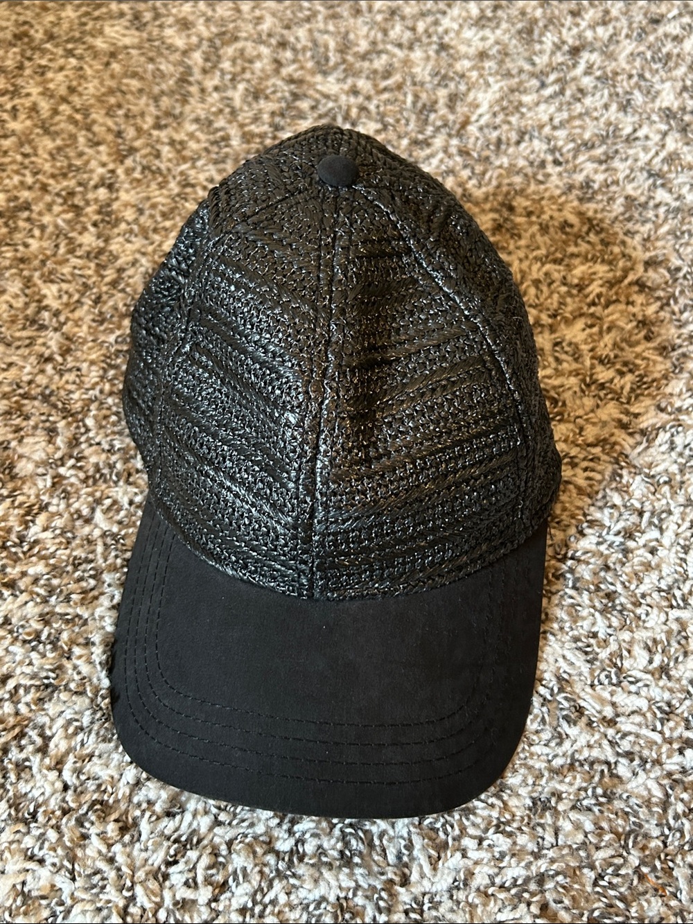 C.C Black Woven Textured Baseball Cap